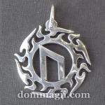 Подвеска руна Уруз в солнечном круге из серебра