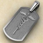 Подвеска с амулетом с Жезлом меркурия, Кадуцеем из серебра