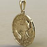 Подвеска с Славянским оберегом Чертог Лисы с лисой из золота