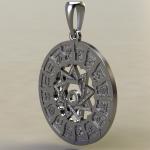 Славянский оберег Чертог Медведя в Сварожьем круге из серебра