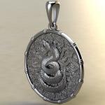 Подвеска с Славянским оберегом Чертог Змея с змеей из серебра