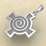 Амулет Кельтский крест со спиралью из серебра