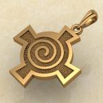 Амулет Кельтский крест со спиралью красное золото