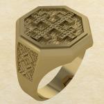 Кольцо-оберег Двенадцатиконечный крест золото