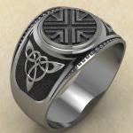 Кольцо печатка с Славянским оберегом Авсень из серебра