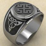 Кольцо печатка с Славянским оберегом Боговник из серебра