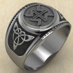 Кольцо печатка с Славянским оберегом Дхата из серебра