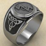 Кольцо печатка с Славянским оберегом Додола из серебра