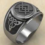 Кольцо печатка с Славянским оберегом Купало из серебра