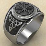 Кольцо печатка с Славянским оберегом Ладинец из серебра