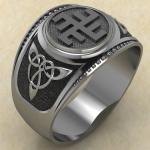 Кольцо печатка с Славянским оберегом Небесный крест из серебра