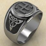 Кольцо печатка с Славянским оберегом Огневица из серебра