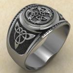 Кольцо печатка с Славянским оберегом Стая волков из серебра