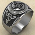 Кольцо печатка с Славянским оберегом Вайга из серебра