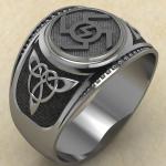 Кольцо печатка с Славянским оберегом Ведара из серебра