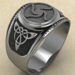 Кольцо печатка с Славянским оберегом Велесовик из серебра