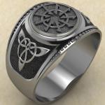 Кольцо печатка с Славянским оберегом Волчий крюк из серебра