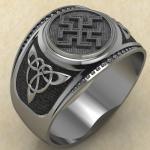 Кольцо печатка с Славянским оберегом Зайчик из серебра