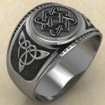 Кольцо печатка с Славянским оберегом Звезда Лады из серебра