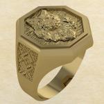 Кольцо Велеса с волком золото