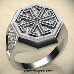 Кольцо с Славянским оберегом Колядник из серебра