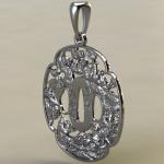 Подвеска Цуба-мокко в стиле школы Сотен из серебра