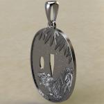 Подвеска Цуба из сэнтоку с тигром из серебра