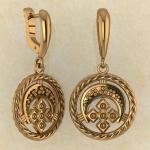 Серьги Лунница с Макошью из красного золота