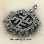 Славянский оберег «Небесный крест в солнце из серебра»