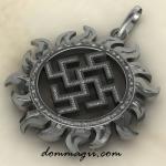 Славянский оберег Новородник в солнце из серебра