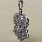 Подвеск с стилизованным амулетом Молот Тора с черепами из серебра