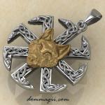 Оберег волк коловрат с золотом