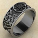 Славянский перстень из серебра Алатырь щит