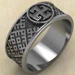 перстень с Славянский оберегом Богодар из серебра