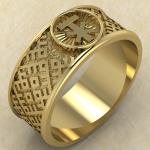 Перстень с Славянским оберегом Чертог Лося из золота