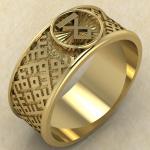 Перстень с Славянским оберегом Чертог Волка из золота