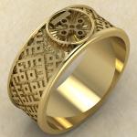 Перстень с Славянским оберегом Чертог Змея из золота