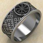 Перстень с Славянским оберегом Колядник из серебра