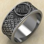 Перстень с Славянским оберегом Небесный вепрь из серебра