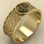 Перстень с Славянским оберегом Одолень трава из золота