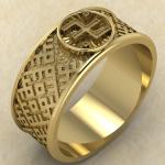 перстень с Славянским оберегом Огневица из золота