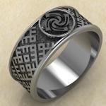 Перстень с Славянским оберегом Знич из серебра