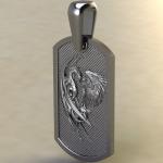 Подвеска с амулетом Дракон и ангел из серебра