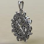 Подвеска с Славянский оберегом Авсень в солнце из серебра