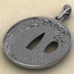 Подвеска Цуба из сякудо с Бисямонтэн из серебра