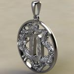 Подвеска Цуба с драконом из серебра