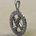 Скандинавский амулет Денежная свастика в руническом круге из серебра