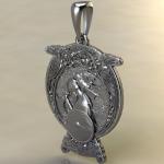 Подвеска с Скандинавским оберегом Викинг с вороном из серебра