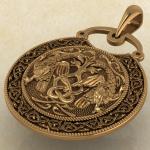 Подвеска Ястребы у Дерева Жизни красное золото