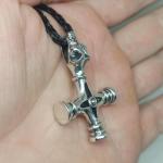 Скандинавский оберег Волчий крест из серебра